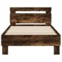 Estructura de cama cabecero luces LED roble ahumado 75x190 cm de , Camas y somieres - Ref: Foro24-838754, Precio: 67,92 €, De...