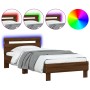 Bed frame headboard LED lights oak brown 75x190 cm by , Beds and slatted bases - Ref: Foro24-838756, Price: 71,43 €, Discount: %