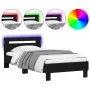 Bed frame with headboard and LED lights black 90x200 cm by , Beds and slatted bases - Ref: Foro24-838716, Price: 115,23 €, Di...