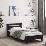 Bed frame with headboard and LED lights black 90x200 cm by , Beds and slatted bases - Ref: Foro24-838716, Price: 117,31 €, Di...