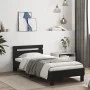 Bed frame with headboard and LED lights black 90x200 cm by , Beds and slatted bases - Ref: Foro24-838716, Price: 115,23 €, Di...