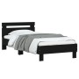 Bed frame with headboard and LED lights black 90x200 cm by , Beds and slatted bases - Ref: Foro24-838716, Price: 117,31 €, Di...