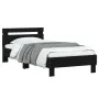 Bed frame with headboard and LED lights black 90x200 cm by , Beds and slatted bases - Ref: Foro24-838716, Price: 115,23 €, Di...