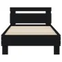 Bed frame with headboard and LED lights black 90x200 cm by , Beds and slatted bases - Ref: Foro24-838716, Price: 115,23 €, Di...