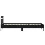 Bed frame with headboard and LED lights black 90x200 cm by , Beds and slatted bases - Ref: Foro24-838716, Price: 115,23 €, Di...