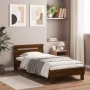 Estructura de cama cabecero luces LED roble marrón 90x200 cm de , Camas y somieres - Ref: Foro24-838721, Precio: 111,28 €, De...