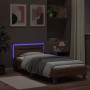 Estructura de cama cabecero luces LED roble marrón 90x200 cm de , Camas y somieres - Ref: Foro24-838721, Precio: 113,46 €, De...
