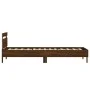 Estructura de cama cabecero luces LED roble marrón 90x200 cm de , Camas y somieres - Ref: Foro24-838721, Precio: 111,28 €, De...