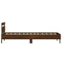 Estructura de cama cabecero luces LED roble marrón 90x200 cm de , Camas y somieres - Ref: Foro24-838721, Precio: 113,46 €, De...