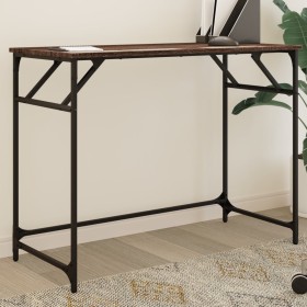 Escritorio madera ingeniería y acero roble marrón 100x45x76 cm de , Escritorios - Ref: Foro24-842270, Precio: 51,00 €, Descue...