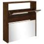 Shoe cabinet with mirror 2 levels smoked oak 63x17x67 cm by , Shoe racks and shoe organizers - Ref: Foro24-342632, Price: 80,...