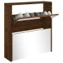 Shoe cabinet with mirror 2 levels smoked oak 63x17x67 cm by , Shoe racks and shoe organizers - Ref: Foro24-342632, Price: 80,...