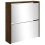 Shoe cabinet with mirror 2 levels smoked oak 63x17x67 cm by , Shoe racks and shoe organizers - Ref: Foro24-342632, Price: 80,...