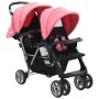 Carrito para 2 niños tandem de acero rosa y negro de vidaXL, Cochecitos de bebé - Ref: Foro24-10157, Precio: 205,39 €, Descue...