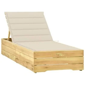 Liege mit cremefarbenem, imprägniertem Kiefernholzkissen von , Liegen - Ref: Foro24-3065911, Preis: 157,18 €, Rabatt: %