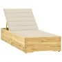 Lounger with cream impregnated pinewood cushion by , Loungers - Ref: Foro24-3065911, Price: 157,11 €, Discount: %