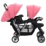 Carrito para 2 niños tandem de acero rosa y negro de vidaXL, Cochecitos de bebé - Ref: Foro24-10157, Precio: 205,39 €, Descue...