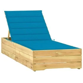 Lounger with blue impregnated pinewood cushion by , Loungers - Ref: Foro24-3065913, Price: 151,48 €, Discount: %