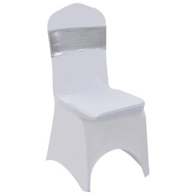 Lazo de silla elástico 25 uds con broche de diamante plateado