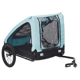 Remolque de bicicleta para mascotas azul y negro