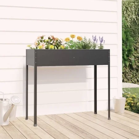 Anthracite gray galvanized steel planter 100.5x40.5x90 cm by , Pots and planters - Ref: Foro24-152263, Price: 56,97 €, Discou...