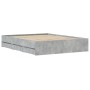 Concrete gray engineered wood bed with drawers 140x190 cm by , Beds and slatted bases - Ref: Foro24-3207304, Price: 200,29 €,...