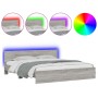 Sonoma gray headboard bed frame and LED lights 180x200 cm by , Beds and slatted bases - Ref: Foro24-3207593, Price: 213,19 €,...
