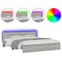 Sonoma gray headboard bed frame and LED lights 180x200 cm by , Beds and slatted bases - Ref: Foro24-3207593, Price: 208,99 €,...