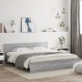 Sonoma gray headboard bed frame and LED lights 180x200 cm by , Beds and slatted bases - Ref: Foro24-3207593, Price: 213,19 €,...