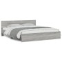 Sonoma gray headboard bed frame and LED lights 180x200 cm by , Beds and slatted bases - Ref: Foro24-3207593, Price: 213,19 €,...