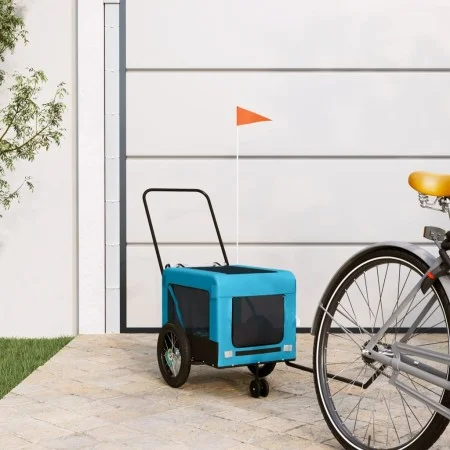 Pet Bicycle Trailer Iron Oxford Cloth Blue Black by , pet strollers - Ref: Foro24-93932, Price: 90,45 €, Discount: %