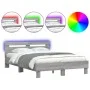 Sonoma gray headboard bed frame and LED lights 120x200 cm by , Beds and slatted bases - Ref: Foro24-3207558, Price: 159,43 €,...
