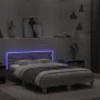 Sonoma gray headboard bed frame and LED lights 120x200 cm by , Beds and slatted bases - Ref: Foro24-3207558, Price: 159,43 €,...