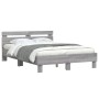 Sonoma gray headboard bed frame and LED lights 120x200 cm by , Beds and slatted bases - Ref: Foro24-3207558, Price: 162,10 €,...