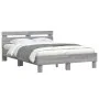 Sonoma gray headboard bed frame and LED lights 120x200 cm by , Beds and slatted bases - Ref: Foro24-3207558, Price: 159,43 €,...