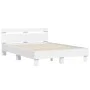Bed frame with headboard and white LED lights 120x200 cm by , Beds and slatted bases - Ref: Foro24-3207553, Price: 192,01 €, ...