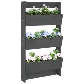Wandpflanzgefäß mit 3 Ebenen aus grauem Kiefernholz, 60 x 18,5 x 110 cm von , Töpfe und Pflanzgefäße - Ref: Foro24-825116, Pr...