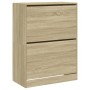 Shoe cabinet with 2 folding Sonoma oak drawers 80x42x108 cm by , Shoe racks and shoe organizers - Ref: Foro24-3214401, Price:...