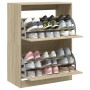Shoe cabinet with 2 folding Sonoma oak drawers 80x42x108 cm by , Shoe racks and shoe organizers - Ref: Foro24-3214401, Price:...