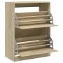 Schuhschrank mit 2 klappbaren Schubladen aus Sonoma-Eiche 80x42x108 cm von , Schuhregale und Schuhorganisatoren - Ref: Foro24...