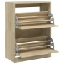 Shoe cabinet with 2 folding Sonoma oak drawers 80x42x108 cm by , Shoe racks and shoe organizers - Ref: Foro24-3214401, Price:...