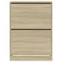 Schuhschrank mit 2 klappbaren Schubladen aus Sonoma-Eiche 80x42x108 cm von , Schuhregale und Schuhorganisatoren - Ref: Foro24...