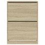 Shoe cabinet with 2 folding Sonoma oak drawers 80x42x108 cm by , Shoe racks and shoe organizers - Ref: Foro24-3214401, Price:...