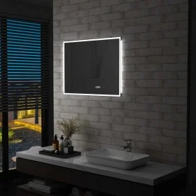 Badezimmerspiegel mit LED, Berührungssensor und Uhr 80x60 cm von vidaXL, Spiegel - Ref: Foro24-144738, Preis: 117,96 €, Rabat...