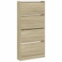 Shoe cabinet with 4 folding Sonoma oak drawers 80x21x163.5 cm by , Shoe racks and shoe organizers - Ref: Foro24-3214366, Pric...