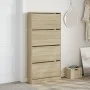 Shoe cabinet with 4 folding Sonoma oak drawers 80x21x163.5 cm by , Shoe racks and shoe organizers - Ref: Foro24-3214366, Pric...