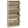 Shoe cabinet with 4 folding Sonoma oak drawers 80x21x163.5 cm by , Shoe racks and shoe organizers - Ref: Foro24-3214366, Pric...