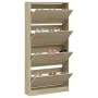 Shoe cabinet with 4 folding Sonoma oak drawers 80x21x163.5 cm by , Shoe racks and shoe organizers - Ref: Foro24-3214366, Pric...