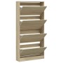 Shoe cabinet with 4 folding Sonoma oak drawers 80x21x163.5 cm by , Shoe racks and shoe organizers - Ref: Foro24-3214366, Pric...