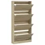 Shoe cabinet with 4 folding Sonoma oak drawers 80x21x163.5 cm by , Shoe racks and shoe organizers - Ref: Foro24-3214366, Pric...